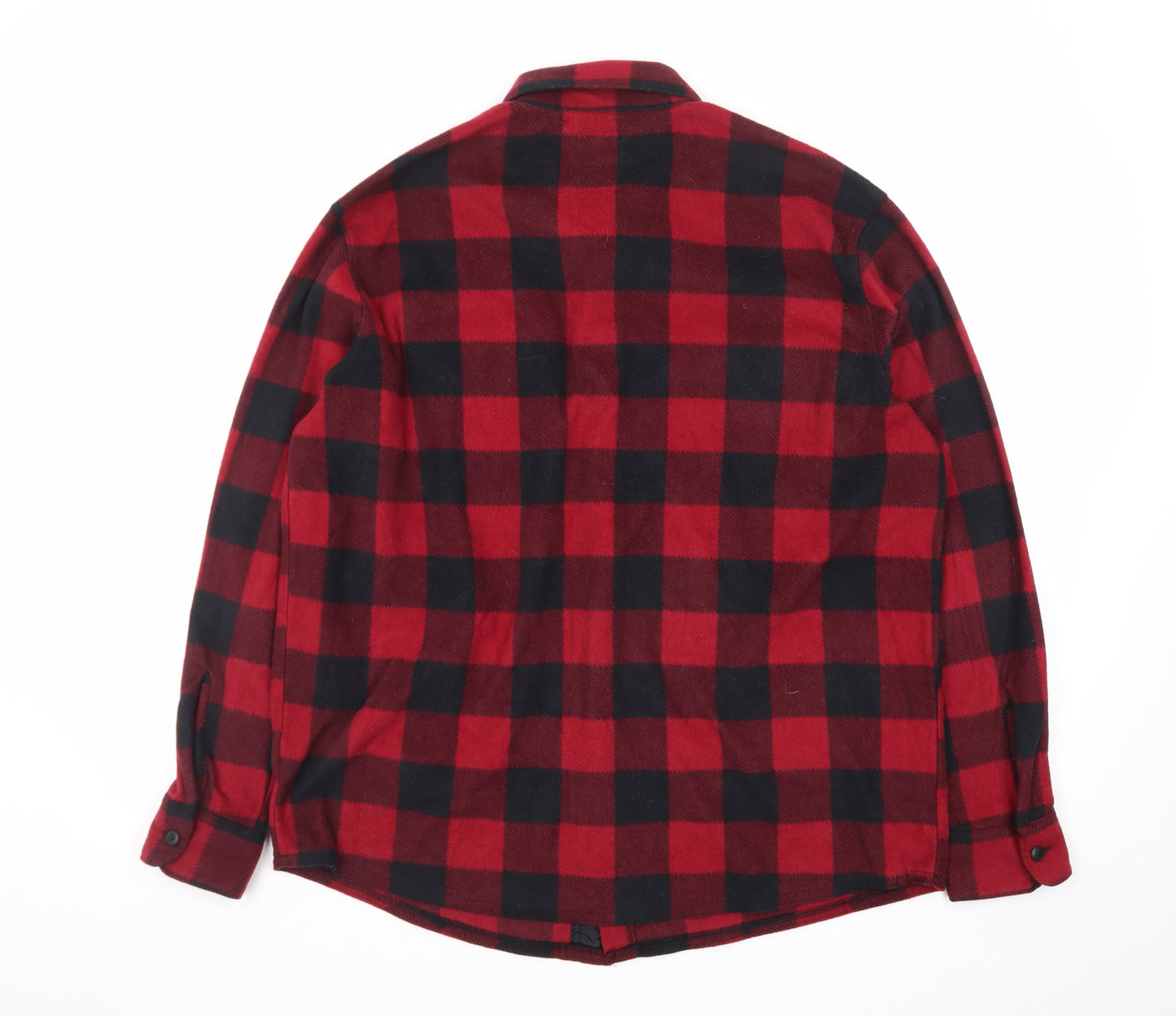 Wrangler Men's Red Check Flannel Long Sleeve Button-Up Shirt L