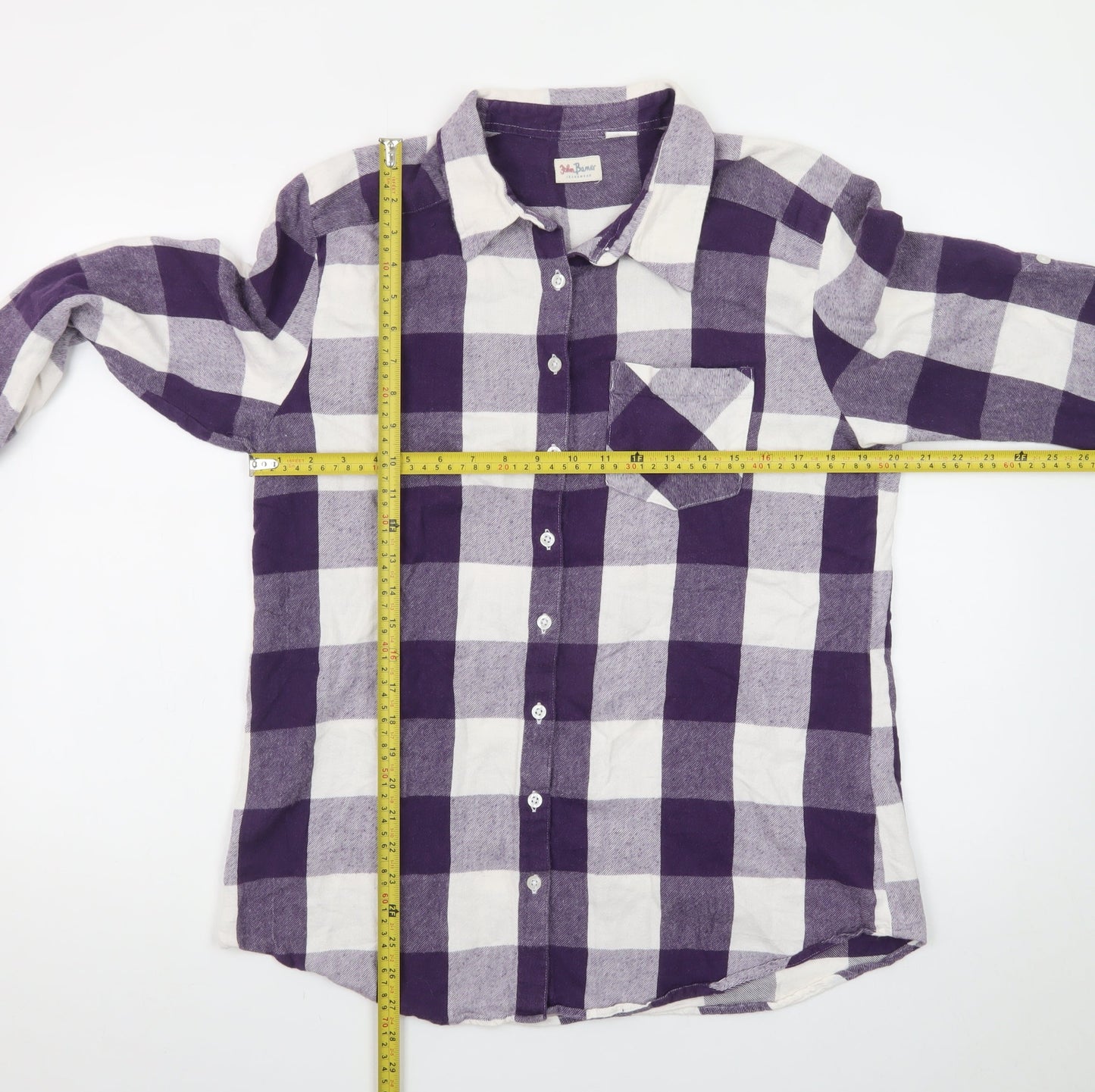 John Baner Womens Purple Check Flannel Button-Up Shirt Size 16