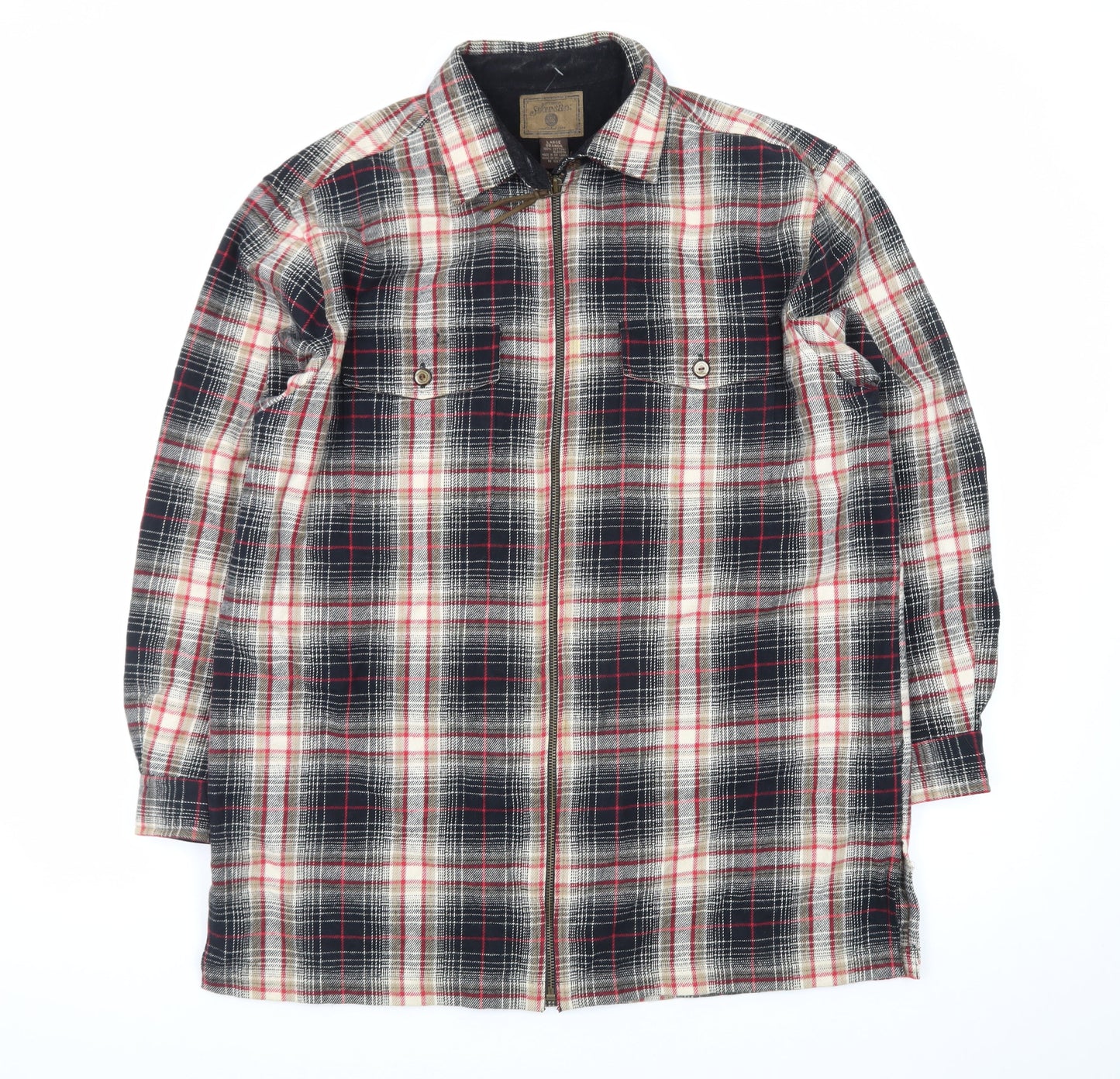 St. Johns Bay Men's Multicoloured Plaid Cotton Flannel Shirt Zip Front L