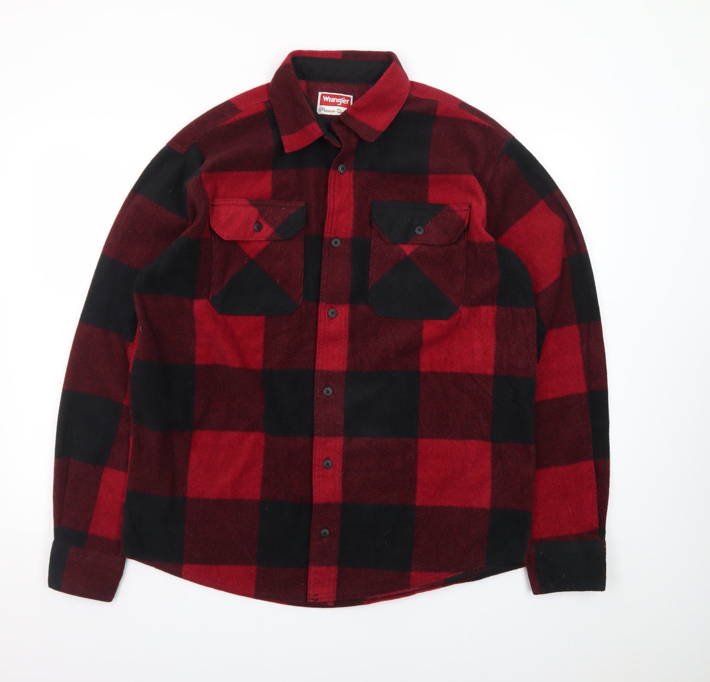 Wrangler Men Red Black Check Flannel Button-Up Shirt M
