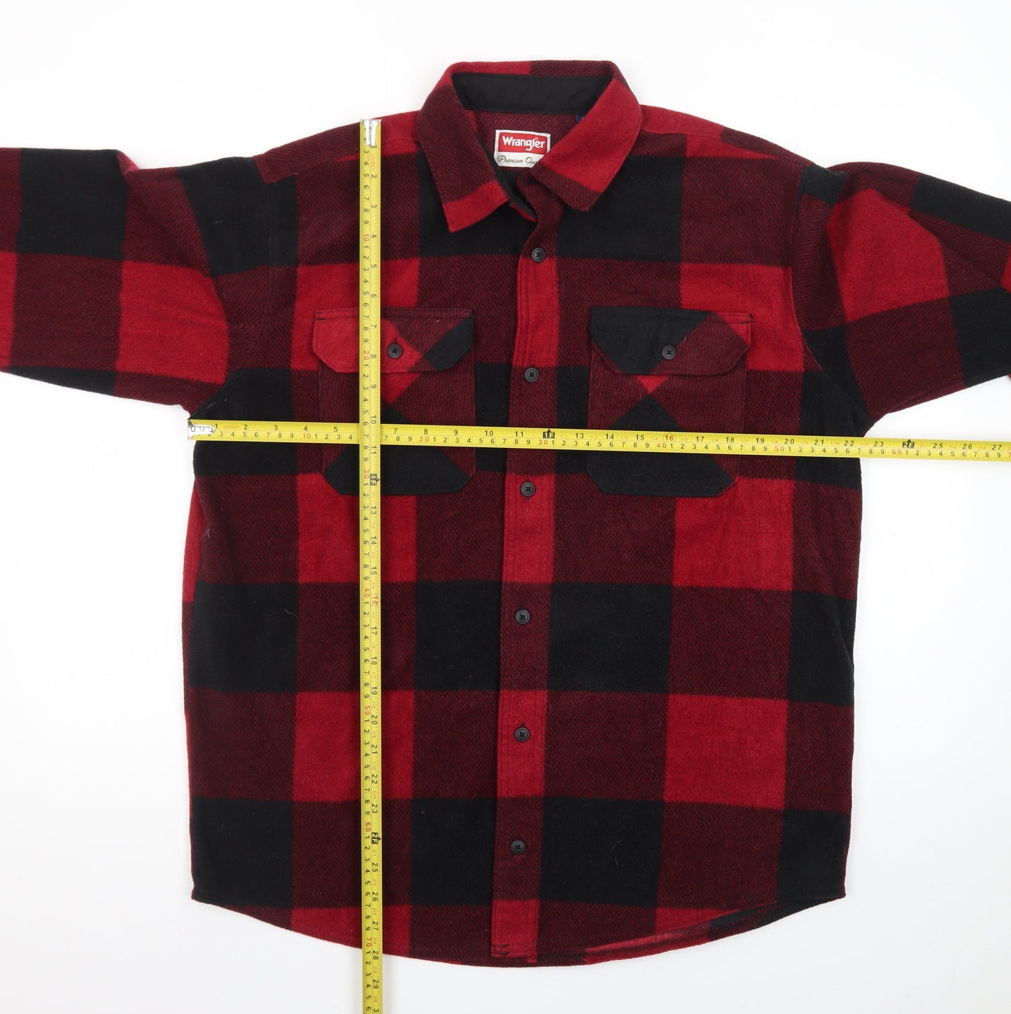 Wrangler Men Red Black Check Flannel Button-Up Shirt M