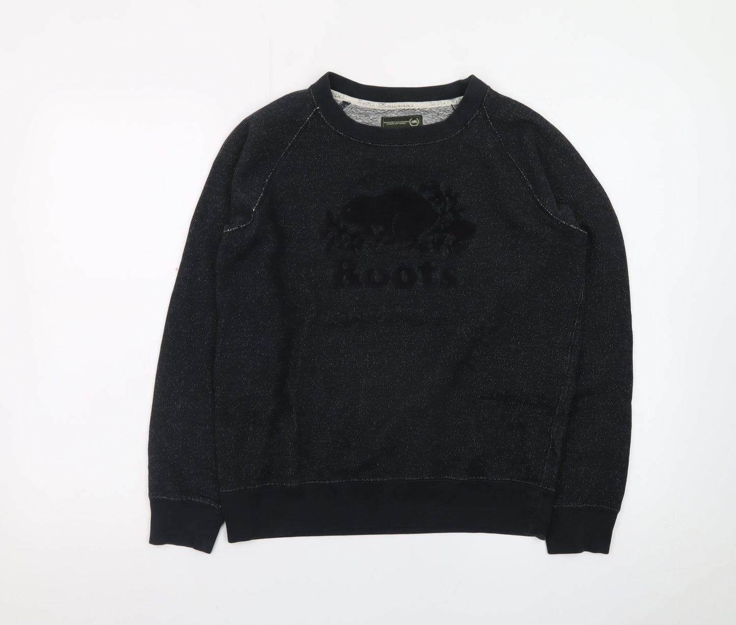 Roots Men's Black XS Pullover Sweatshirt Logo Knit Classic