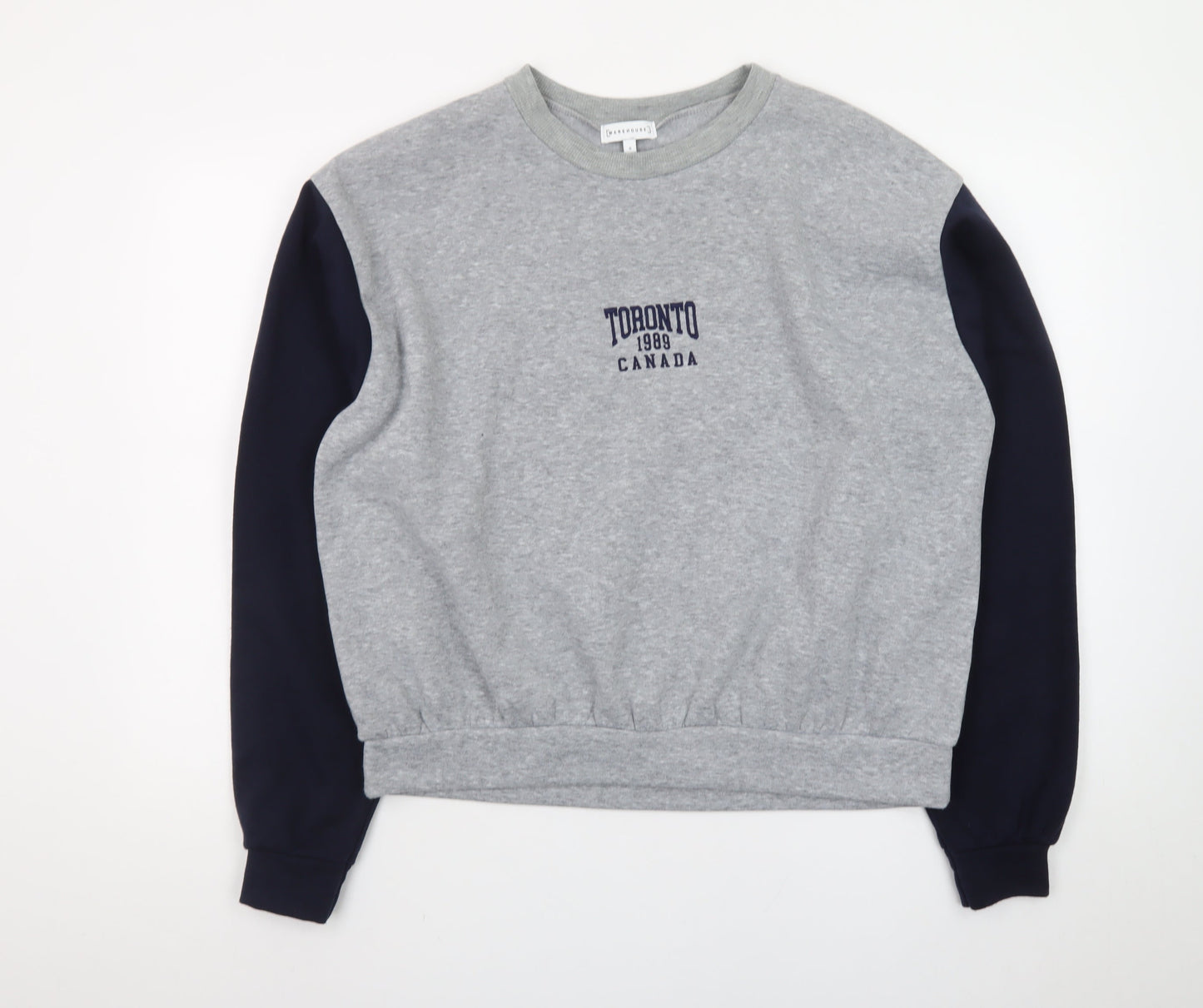 Warehouse Unisex Grey Navy Toronto 1989 Pullover Sweatshirt S
