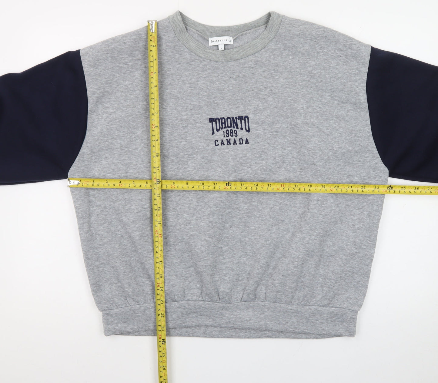 Warehouse Unisex Grey Navy Toronto 1989 Pullover Sweatshirt S
