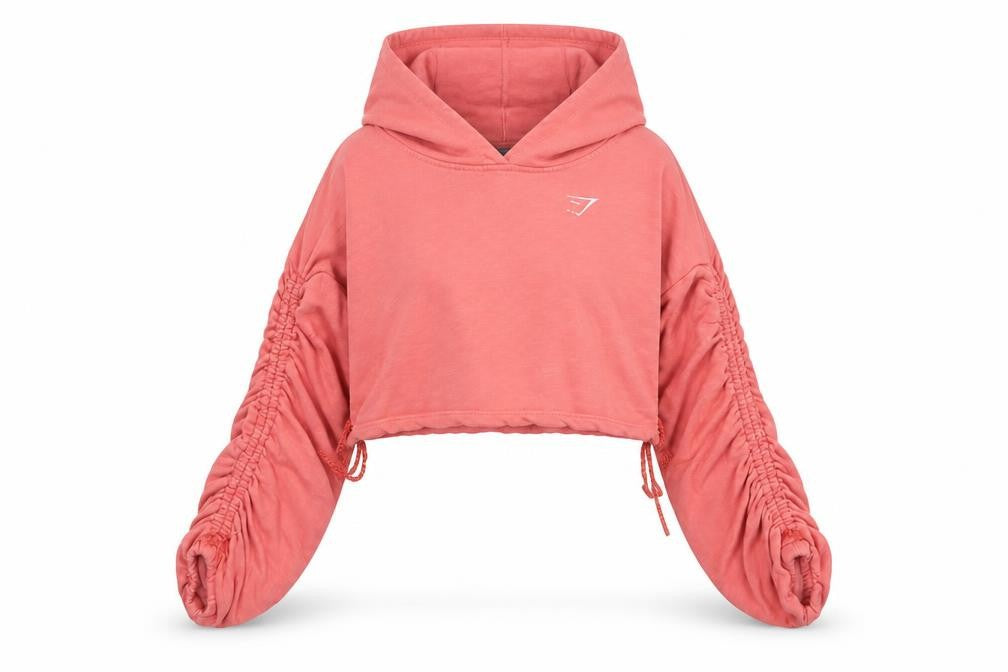 Gymshark Womens Pink Cropped Pullover Hoodie Size S Lightweight