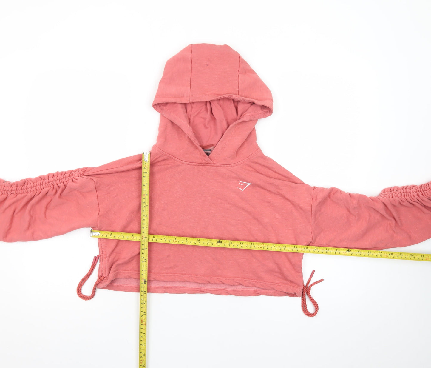 Gymshark Womens Pink Cropped Pullover Hoodie Size S Lightweight