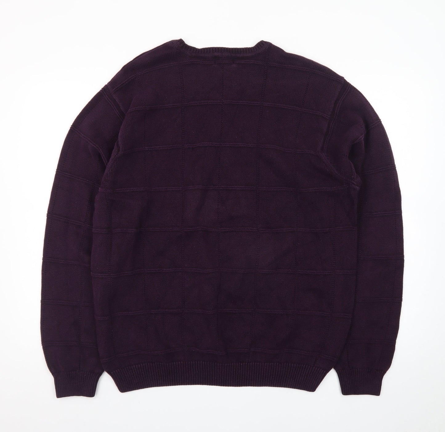 IZOD Men's Purple Cotton Crew Neck Jumper Size L