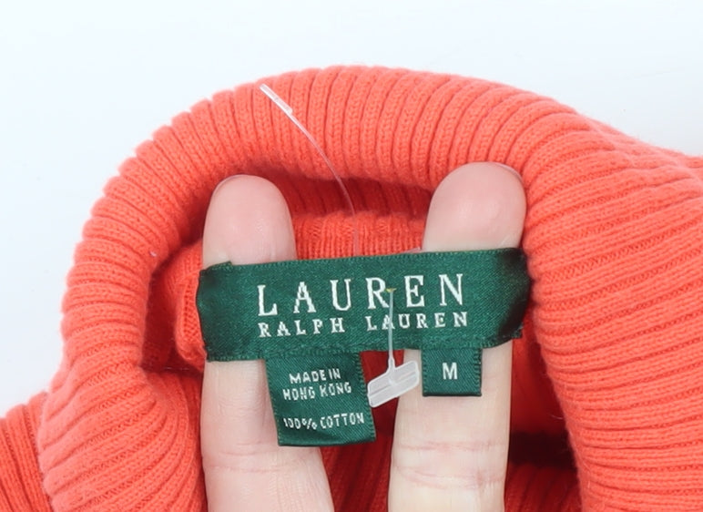 Lauren Ralph Lauren Women’s Orange Roll Neck Cotton Jumper Size M