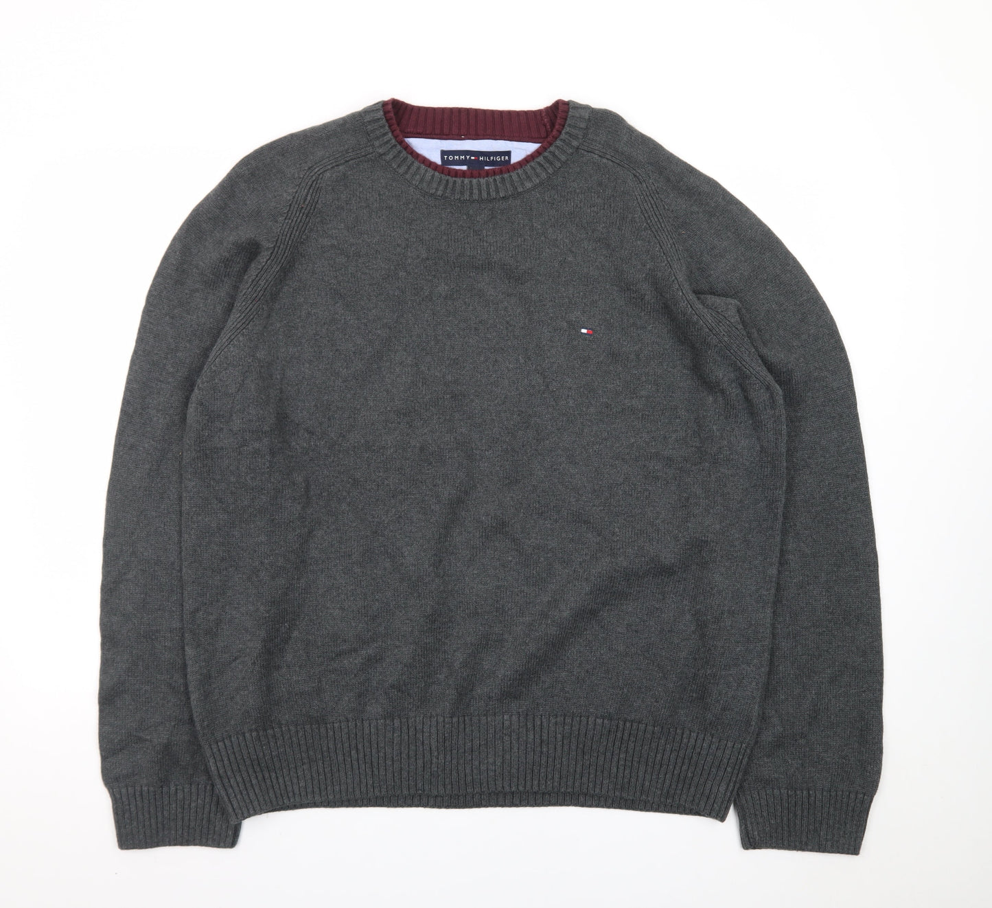 Tommy Hilfiger Men’s Grey Cotton Crew Neck Pullover Jumper M