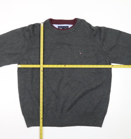 Tommy Hilfiger Men’s Grey Cotton Crew Neck Pullover Jumper M