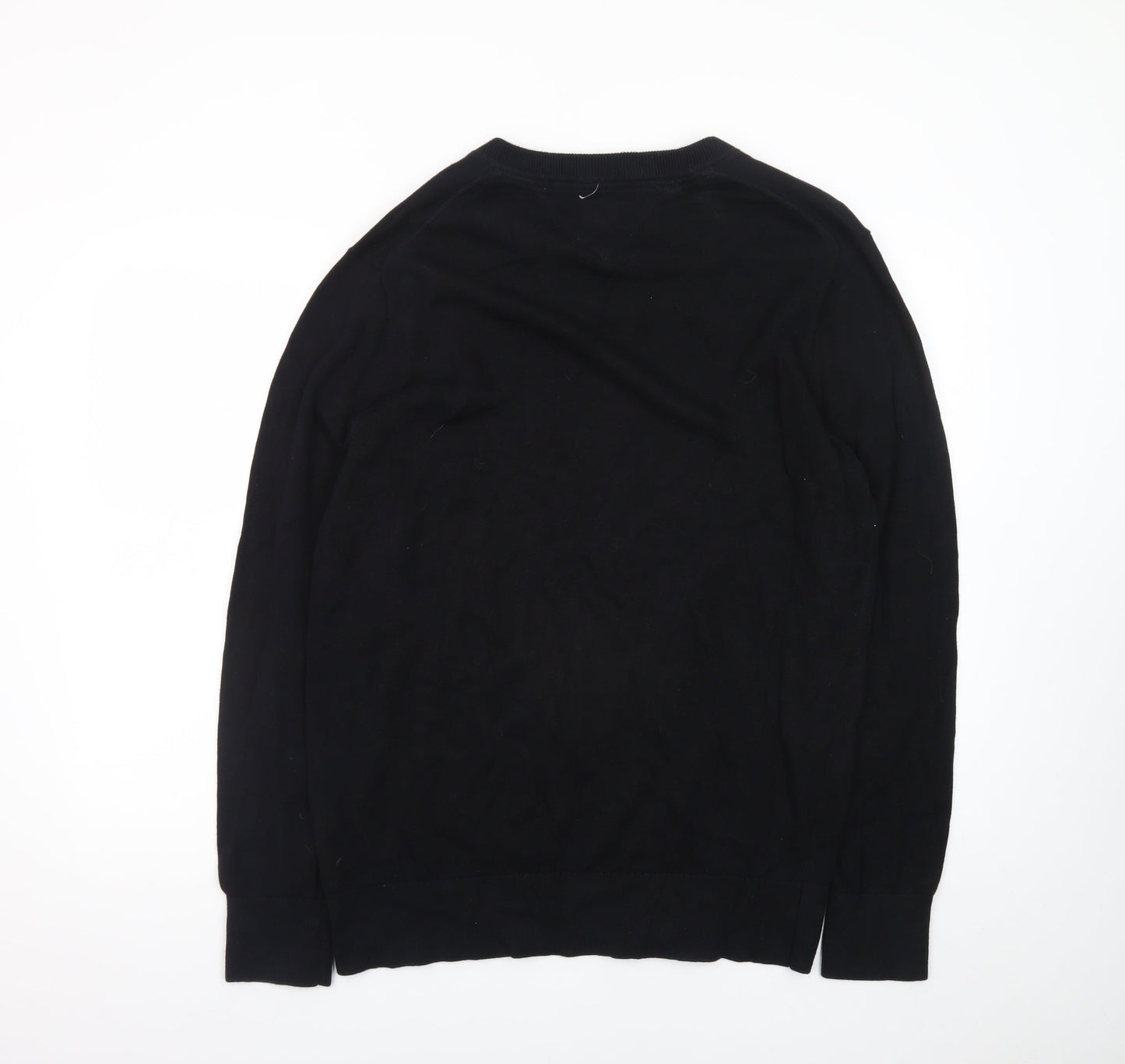 Tommy Hilfiger Men's Black XL V-Neck Cotton Jumper Classic Knit