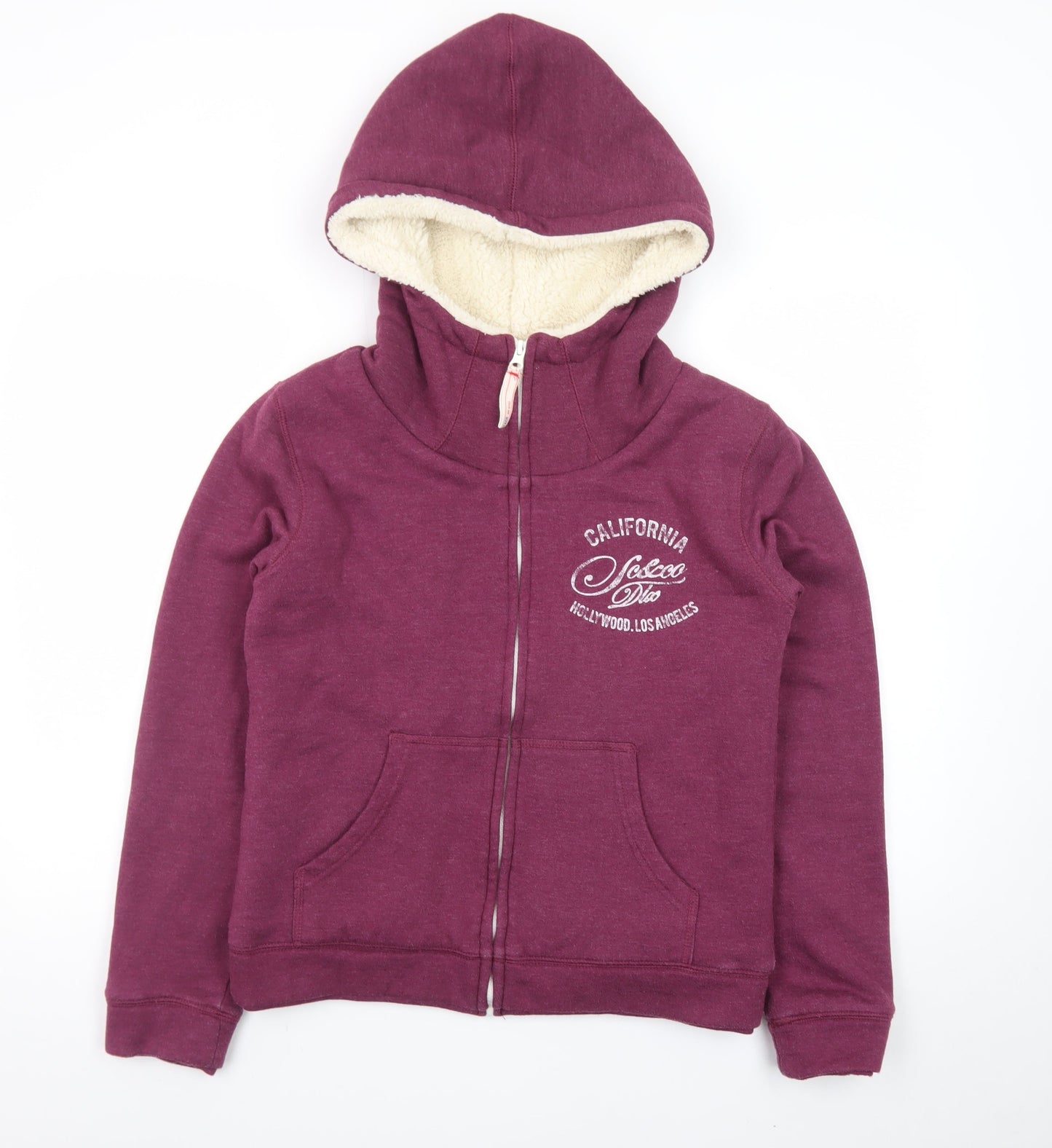 SoulCal & Co Womens Purple Full Zip Hoodie Size 12 Sherpa Lined Casual