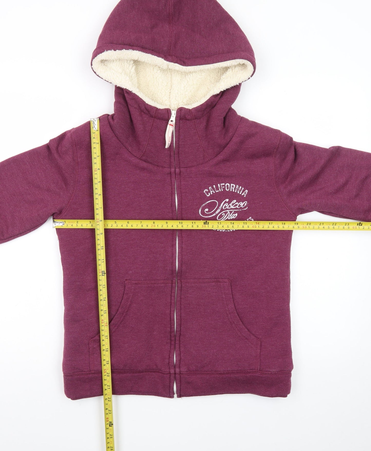 SoulCal & Co Womens Purple Full Zip Hoodie Size 12 Sherpa Lined Casual