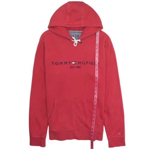 Tommy Hilfiger Men's Red Pullover Hoodie XXL Logo Fleece Sweatshirt