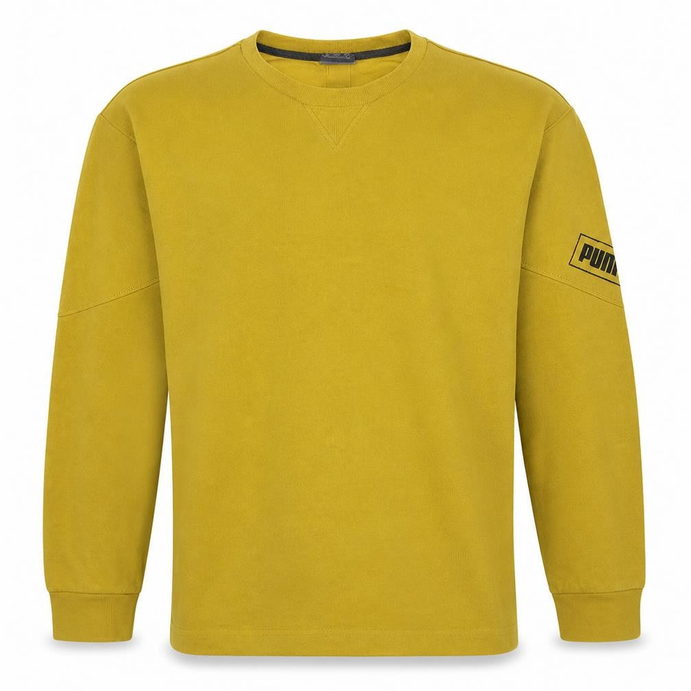 Puma Men's Yellow Crew Neck Pullover Sweatshirt M