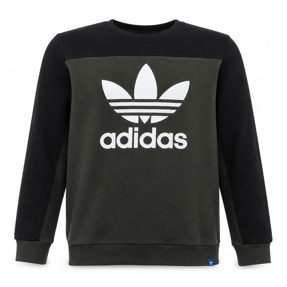 adidas Mens Green Large Pullover Logo Sweatshirt Crew Neck