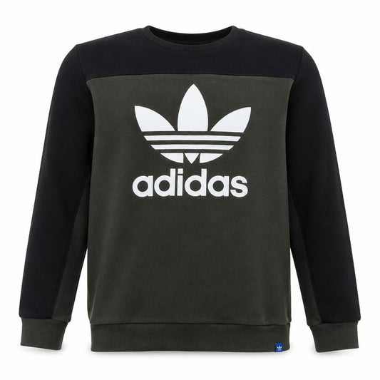 adidas Mens Green Large Pullover Logo Sweatshirt Crew Neck