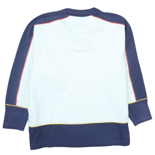 Reebok Men White Blue 1/4 Zip Sweatshirt L Athletic Retro Style