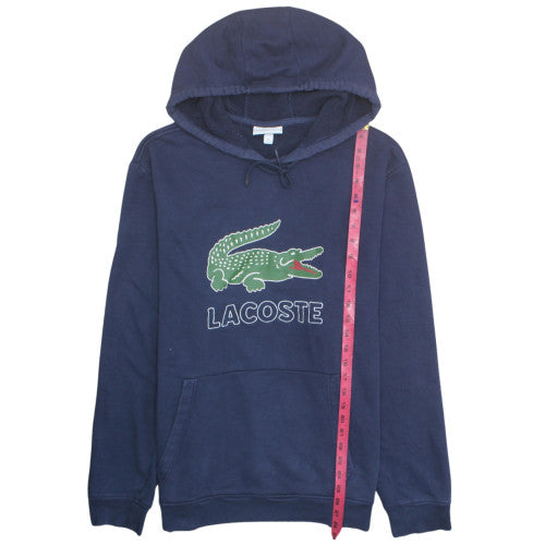 Lacoste Mens Blue 2XL Pullover Hoodie with Logo and Pockets