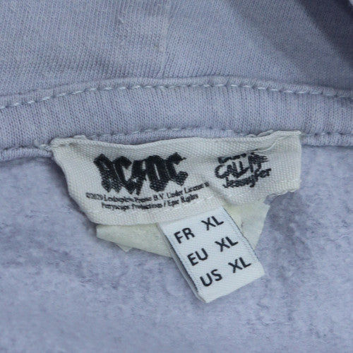 Jennyfer Womens Light Blue ACDC Hooded Pullover Sweatshirt XL