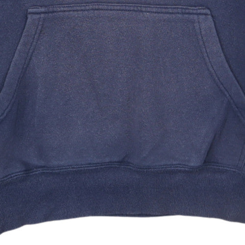 Champion Men Blue Pullover Hoodie L Logo Fleece Athletic Sweatshirt