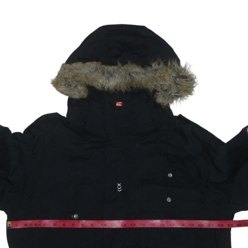 Quiksilver Men's Black Fur Hood Winter Parka Jacket Size M