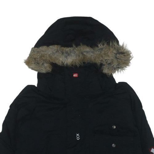 Quiksilver Men's Black Fur Hood Winter Parka Jacket Size M