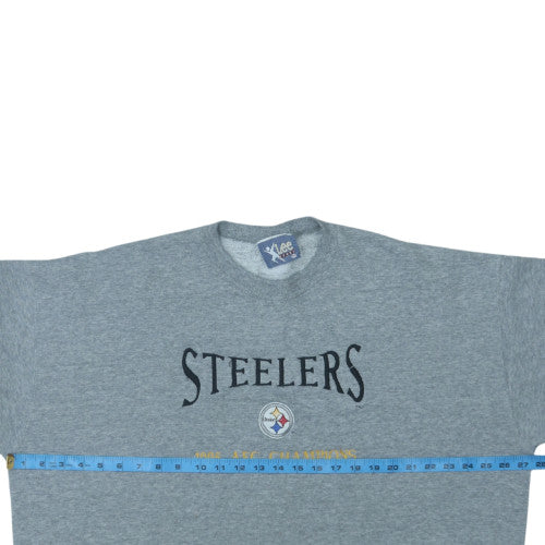 Lee Sport Men’s Grey 2XL Pullover Sweatshirt Embroidered Steelers 1995