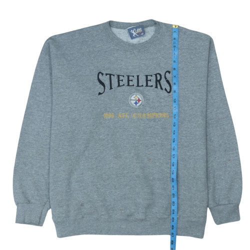 Lee Sport Men’s Grey 2XL Pullover Sweatshirt Embroidered Steelers 1995