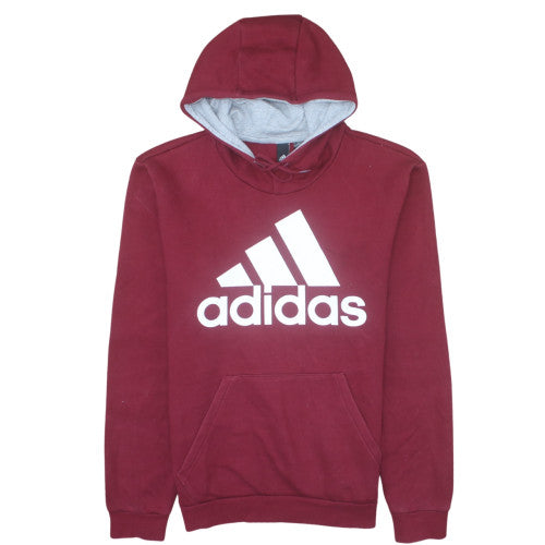 Adidas Men's Red Pullover Hoodie L Logo Fleece Sportswear
