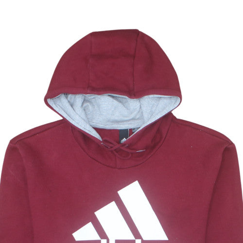 Adidas Men's Red Pullover Hoodie L Logo Fleece Sportswear