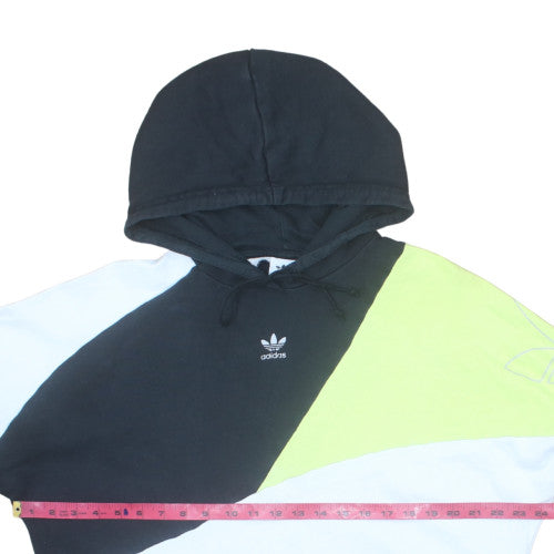Adidas Womens Black Colourblock Hoodie Size 10 Cotton Pullover