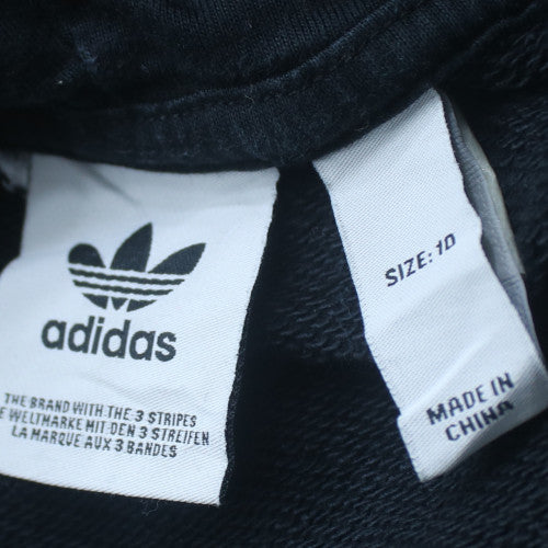 Adidas Womens Black Colourblock Hoodie Size 10 Cotton Pullover
