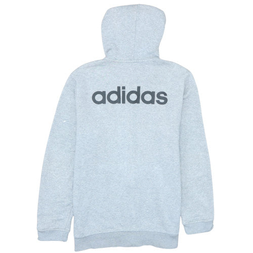 adidas Boys Grey Full Zip Hoodie 14-15 Years Cotton Blend Hooded Sweatshirt