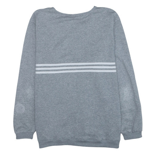 Adidas Women's Grey Crew Neck Pullover Sweatshirt L Logo Print