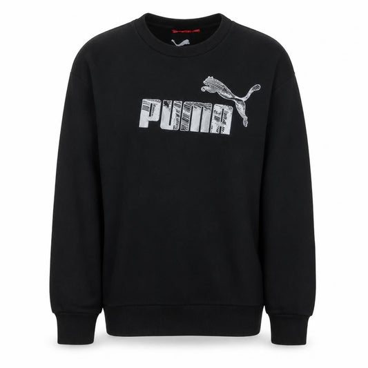 Puma Mens Black L Sweatshirt Crew Neck Graphic Logo Pullover