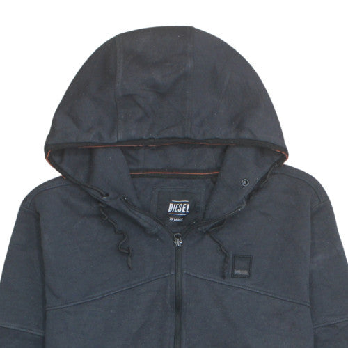 Diesel Men's Black Full Zip Hoodie 2XL Hooded Ring Spun Sweatshirt