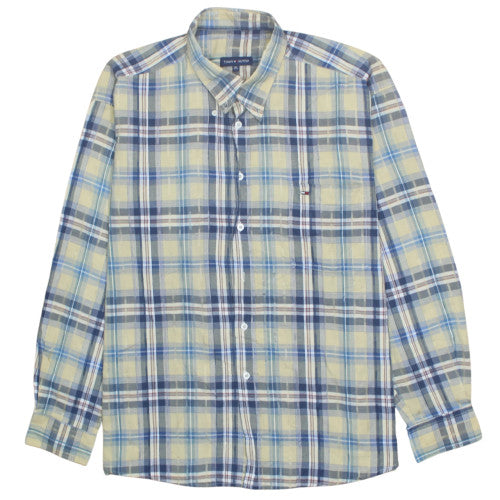 Tommy Hilfiger Men's Blue Check Long Sleeve Cotton Shirt 2XL