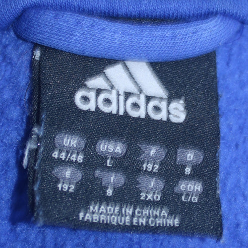 Adidas Men's Blue 1/4 Zip Sports Sweatshirt L Logo Fleece