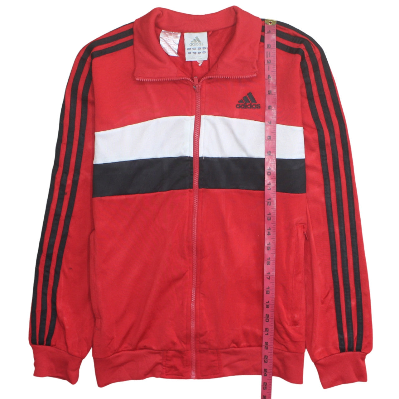 Adidas Boys Red Full Zip Track Sweatshirt 13-14 Years Classic Stripe Design