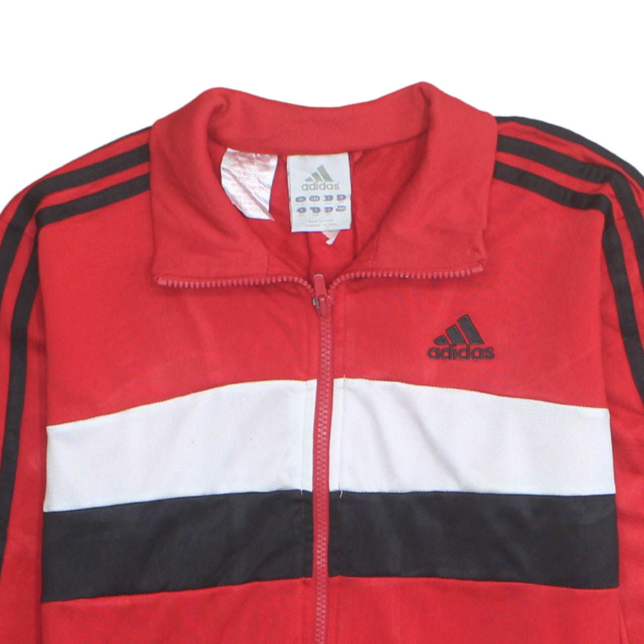 Adidas Boys Red Full Zip Track Sweatshirt 13-14 Years Classic Stripe Design