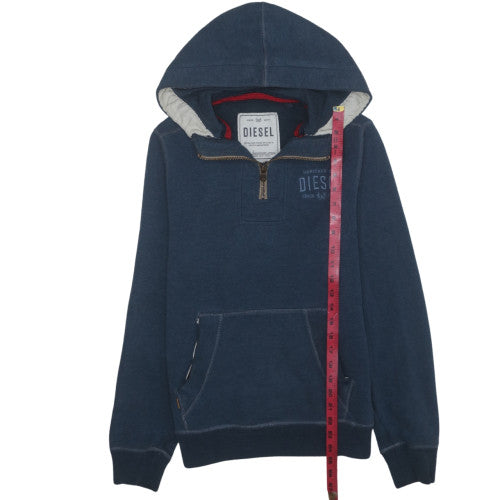 Diesel Men’s Blue 1/2 Zip Hoodie Size M Heavyweight Fleece