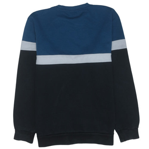 Adidas Men's Blue Colour Block Crew Neck Sweatshirt Size M