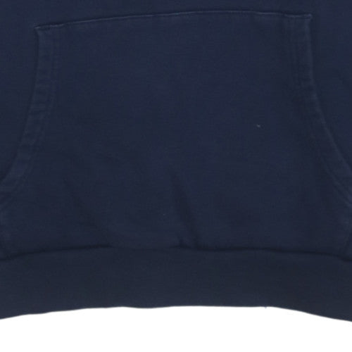 Emporio Armani EA7 Men's Blue Pullover Hoodie M Logo Fleece Sweatshirt