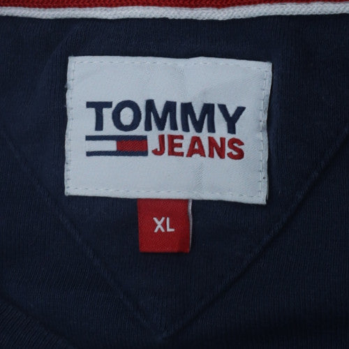 Tommy Jeans Men's Navy Long Sleeve Crew Neck T-Shirt XL Cotton