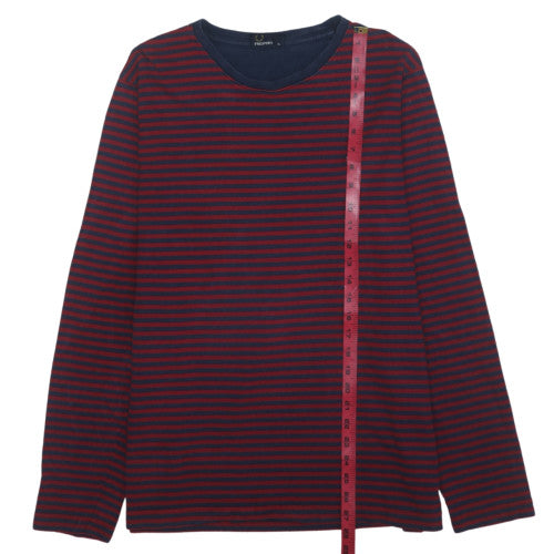 Fred Perry Men's Red Navy Striped Long Sleeve Cotton T-Shirt XL