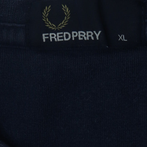 Fred Perry Men's Red Navy Striped Long Sleeve Cotton T-Shirt XL