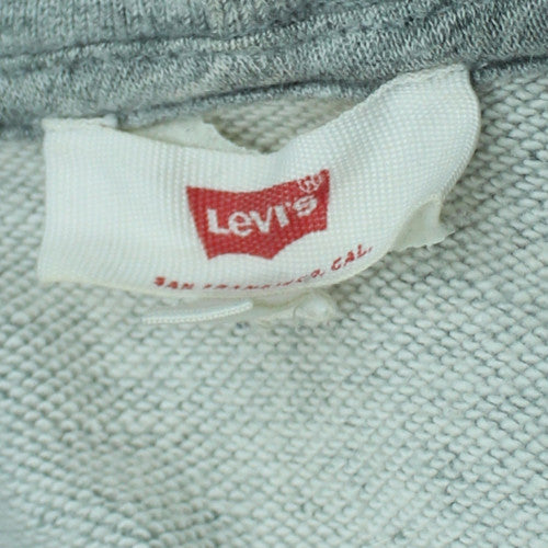 Levi's Men Grey Pullover Hoodie Medium Fleece Logo Sweatshirt