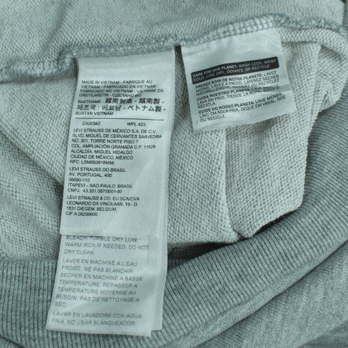 Levi's Men Grey Pullover Hoodie Medium Fleece Logo Sweatshirt