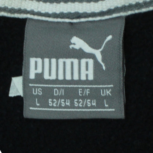 Puma Men Black Pullover Hoodie L Fleece Logo Sportswear